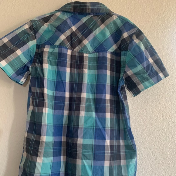 Cat & Jack Kids Casual Plaid Shirt - Blue and Green - Picture 9 of 15
